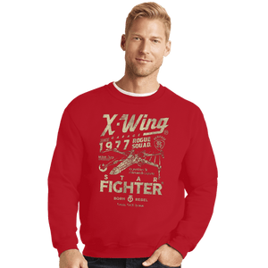 Daily_Deal_Shirts Crewneck Sweater, Unisex / Small / Red X-Wing Garage