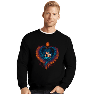 Secret_Shirts Crewneck Sweater, Unisex / Small / Black Heart On  Fire