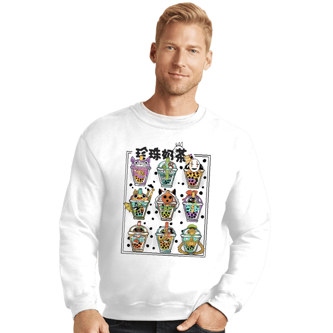 Secret_Shirts Crewneck Sweater, Unisex / Small / White Bubble-Tea Nerd