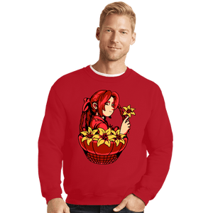 Shirts Crewneck Sweater, Unisex / Small / Red Flower Girl