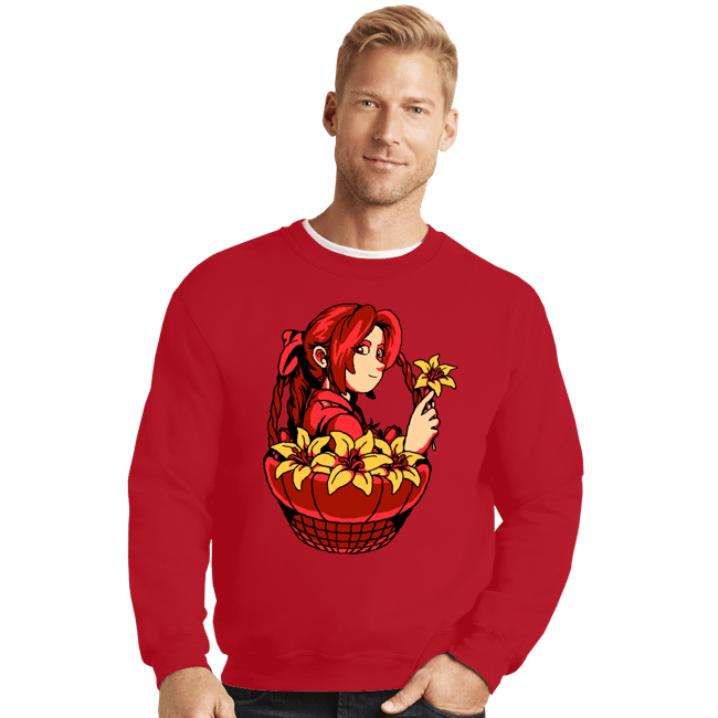 Shirts Crewneck Sweater, Unisex / Small / Red Flower Girl