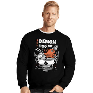 Daily_Deal_Shirts Crewneck Sweater, Unisex / Small / Black Demon Dog Ramen