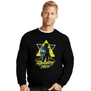 Shirts Crewneck Sweater, Unisex / Small / Black Retro Legendary Hero