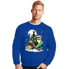Load image into Gallery viewer, Daily_Deal_Shirts Crewneck Sweater, Unisex / Small / Royal Blue Puny God Christmas
