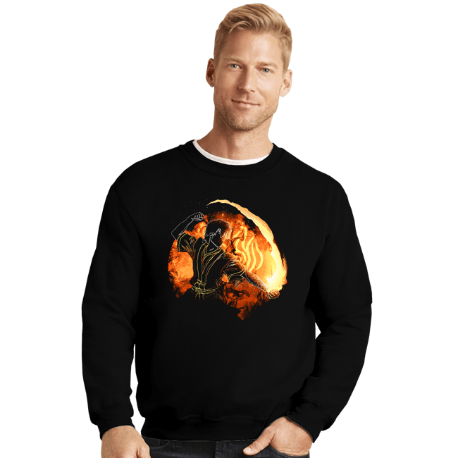 Daily_Deal_Shirts Crewneck Sweater, Unisex / Small / Black Fire Bender Orb