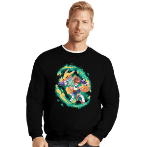 Daily_Deal_Shirts Crewneck Sweater, Unisex / Small / Black Digital Fox