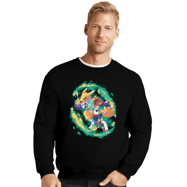 Daily_Deal_Shirts Crewneck Sweater, Unisex / Small / Black Digital Fox