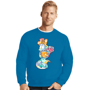 Shirts Crewneck Sweater, Unisex / Small / Sapphire Magical Silhouettes - Cheshire Cat