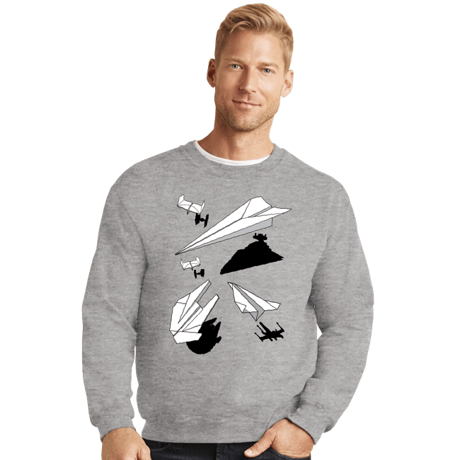 Daily_Deal_Shirts Crewneck Sweater, Unisex / Small / Sports Grey Paper Wars