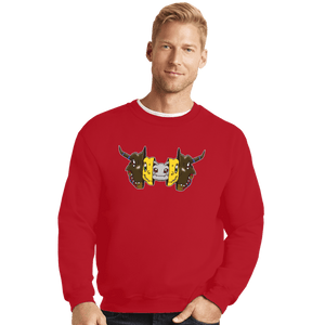 Daily_Deal_Shirts Crewneck Sweater, Unisex / Small / Red Digital Courage