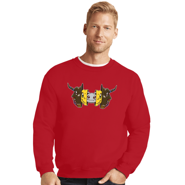Daily_Deal_Shirts Crewneck Sweater, Unisex / Small / Red Digital Courage