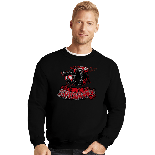 Secret_Shirts Crewneck Sweater, Unisex / Small / Black Spider-Pig - 1610