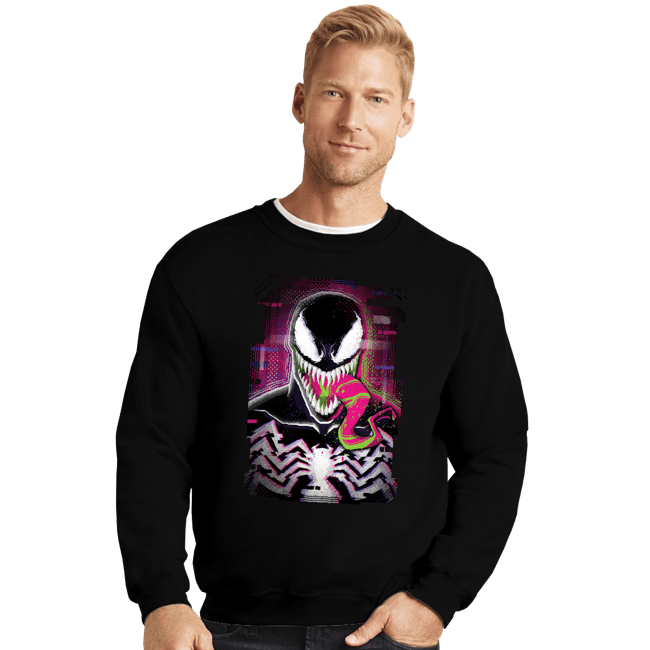 Secret_Shirts Crewneck Sweater, Unisex / Small / Black Venom Glitch