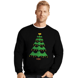 Daily_Deal_Shirts Crewneck Sweater, Unisex / Small / Black Holy Christmas Tree, Batman!