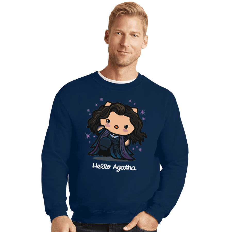 Shirts Crewneck Sweater, Unisex / Small / Navy Hello Agatha