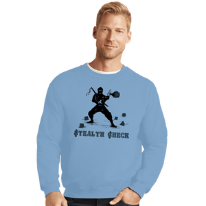 Secret_Shirts Crewneck Sweater, Unisex / Small / Powder Blue Stealth Check
