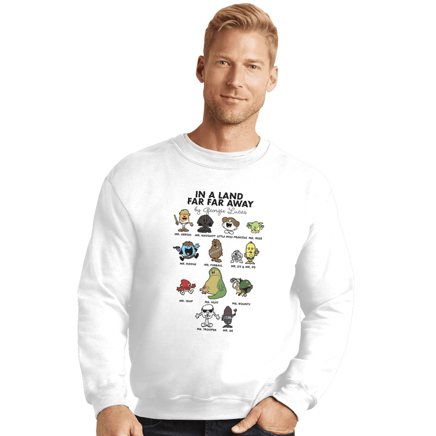 Shirts Crewneck Sweater, Unisex / Small / White In A Land Far Far Away
