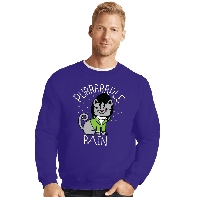 Daily_Deal_Shirts Crewneck Sweater, Unisex / Small / Violet Purrrrrple Rain