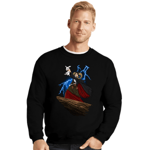 Daily_Deal_Shirts Crewneck Sweater, Unisex / Small / Black The Rabbit King