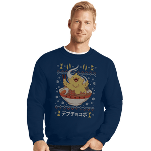 Shirts Crewneck Sweater, Unisex / Small / Navy Fat Chocobo Ramen Christmas Sweater
