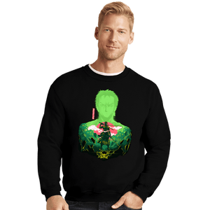 Daily_Deal_Shirts Crewneck Sweater, Unisex / Small / Black Zorro Shadow