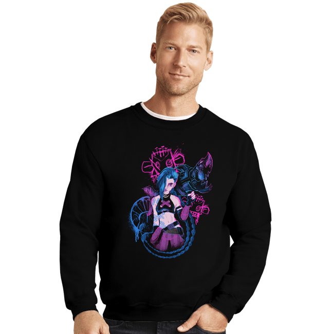 Daily_Deal_Shirts Crewneck Sweater, Unisex / Small / Black Jinx!