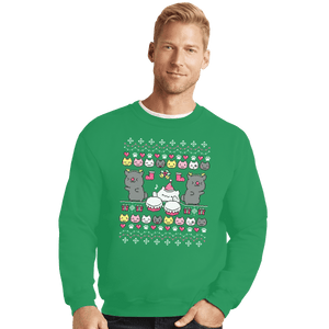 Shirts Crewneck Sweater, Unisex / Small / Irish Green Bongo Night