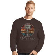 Load image into Gallery viewer, Shirts Crewneck Sweater, Unisex / Small / Dark Chocolate Retro Mjollnir
