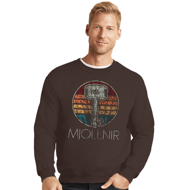 Shirts Crewneck Sweater, Unisex / Small / Dark Chocolate Retro Mjollnir