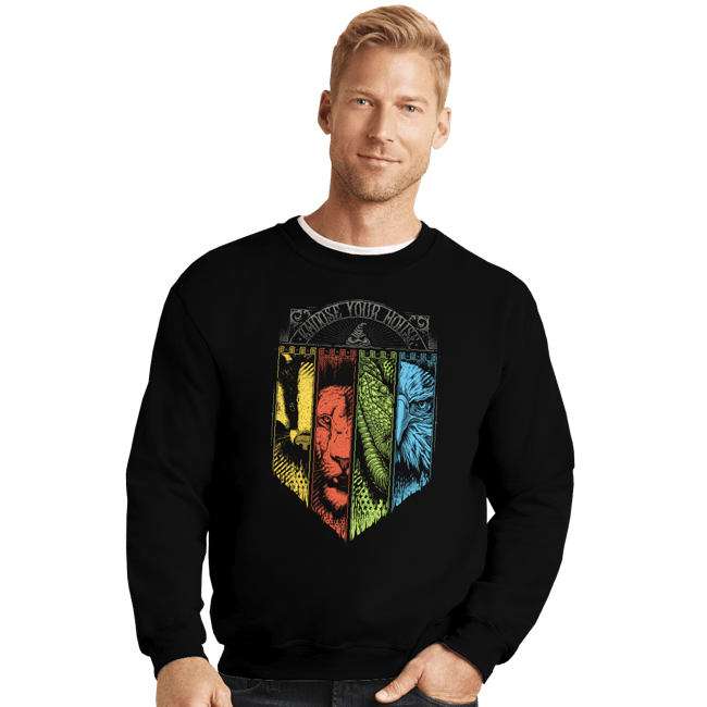 Daily_Deal_Shirts Crewneck Sweater, Unisex / Small / Black Choose Your House
