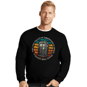 Shirts Crewneck Sweater, Unisex / Small / Black Retro Tardis Sun