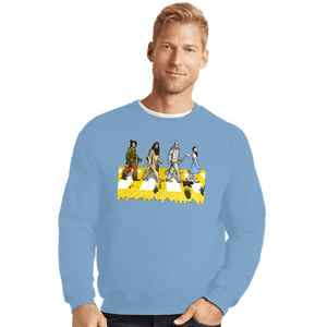 Daily_Deal_Shirts Crewneck Sweater, Unisex / Small / Powder Blue Yellow Brick Crossing