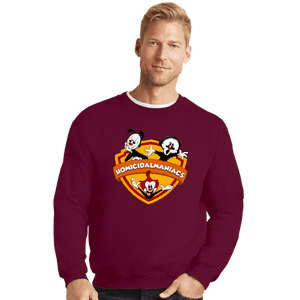 Shirts Crewneck Sweater, Unisex / Small / Maroon Homicidalmaniacs