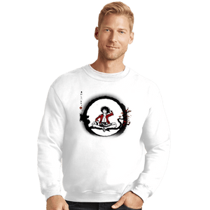 Shirts Crewneck Sweater, Unisex / Small / White Straw Hat Pirate