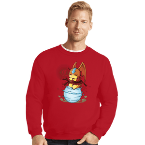 Daily_Deal_Shirts Crewneck Sweater, Unisex / Small / Red Digi Air Bending