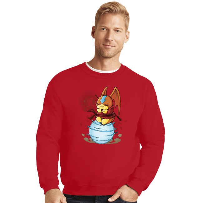 Daily_Deal_Shirts Crewneck Sweater, Unisex / Small / Red Digi Air Bending