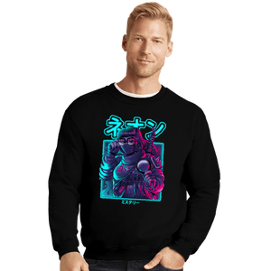 Daily_Deal_Shirts Crewneck Sweater, Unisex / Small / Black Neon Mystery