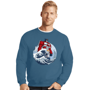 Secret_Shirts Crewneck Sweater, Unisex / Small / Indigo Blue Optimus Wave