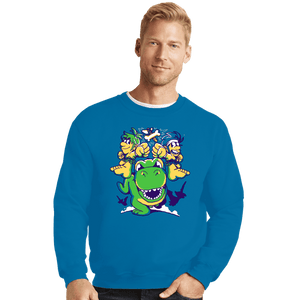 Daily_Deal_Shirts Crewneck Sweater, Unisex / Small / Sapphire Caveman Duo