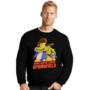 Daily_Deal_Shirts Crewneck Sweater, Unisex / Small / Black Escape From Springfield
