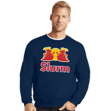 Load image into Gallery viewer, Shirts Crewneck Sweater, Unisex / Small / Navy Slurm Energy Drink
