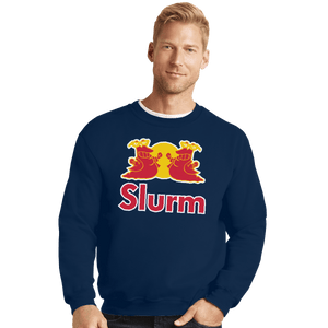 Shirts Crewneck Sweater, Unisex / Small / Navy Slurm Energy Drink