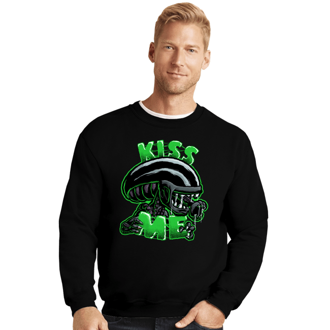Daily_Deal_Shirts Crewneck Sweater, Unisex / Small / Black Kiss Me