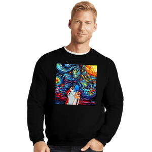 Daily_Deal_Shirts Crewneck Sweater, Unisex / Small / Black Van Gogh Never Experienced Space Madness