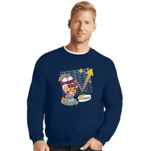 Shirts Crewneck Sweater, Unisex / Small / Navy Turnip Stonks