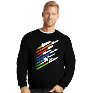 Daily_Deal_Shirts Crewneck Sweater, Unisex / Small / Black Speed Streaks