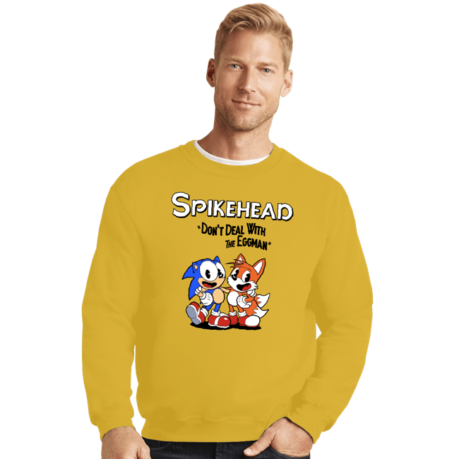 Daily_Deal_Shirts Crewneck Sweater, Unisex / Small / Gold Spikehead