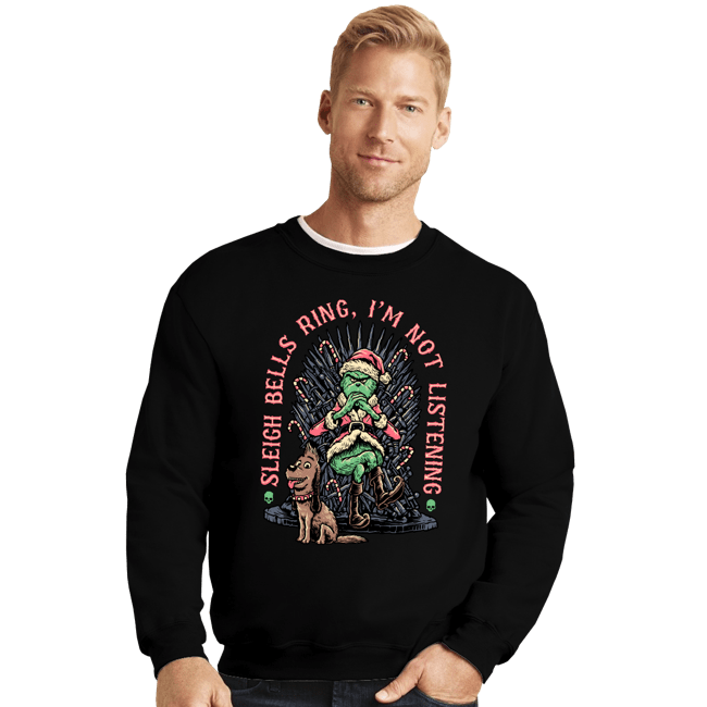 Daily_Deal_Shirts Crewneck Sweater, Unisex / Small / Black Sleigh Bells Ring