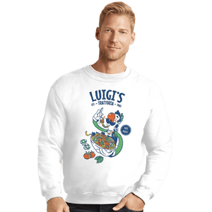 Daily_Deal_Shirts Crewneck Sweater, Unisex / Small / White Luigi's Trattoria