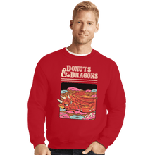 Load image into Gallery viewer, Shirts Crewneck Sweater, Unisex / Small / Red Donuts And Dragons
